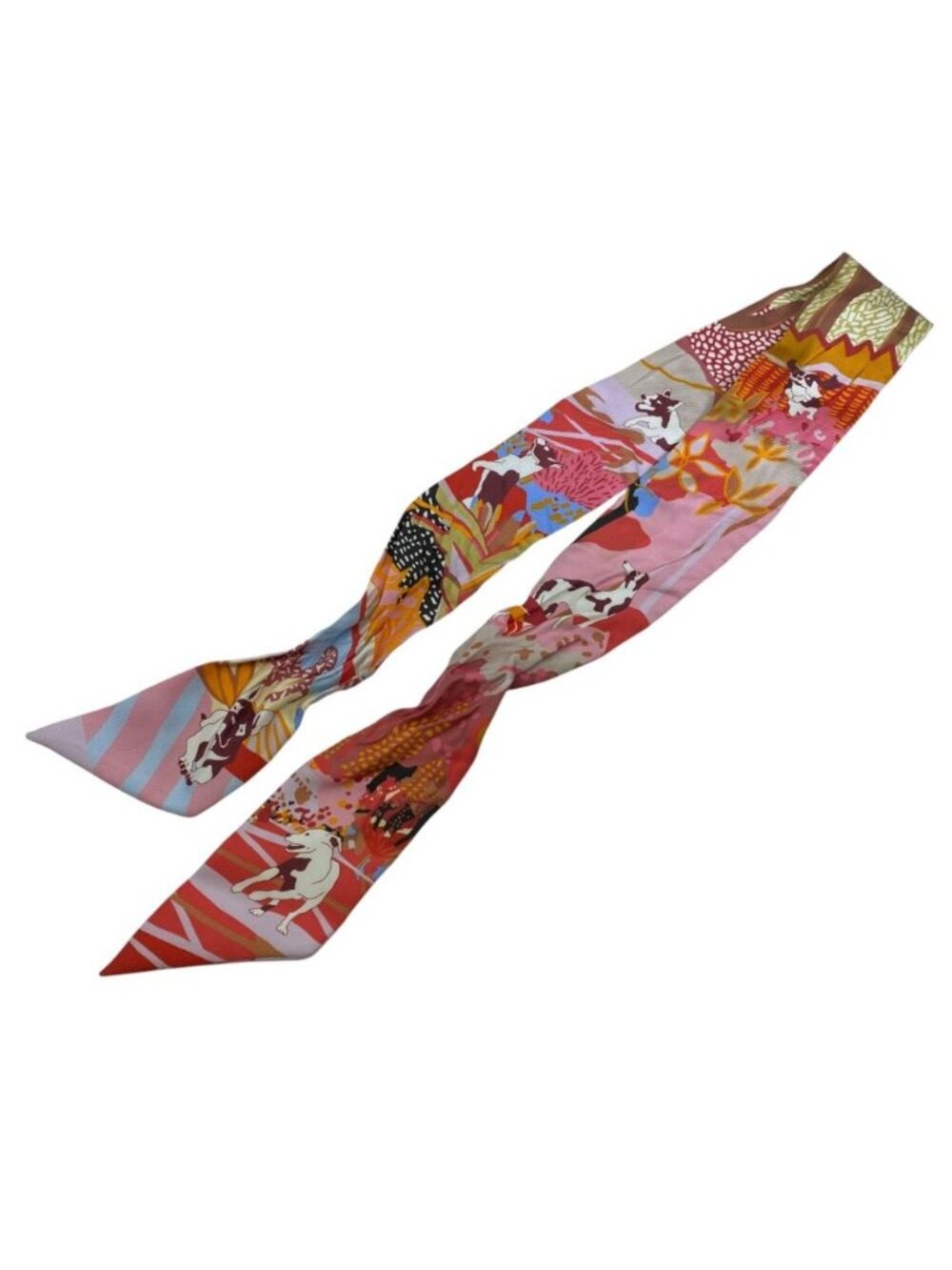 Hermes Scarf Ribbon Twilly en Liberte Silk Pink